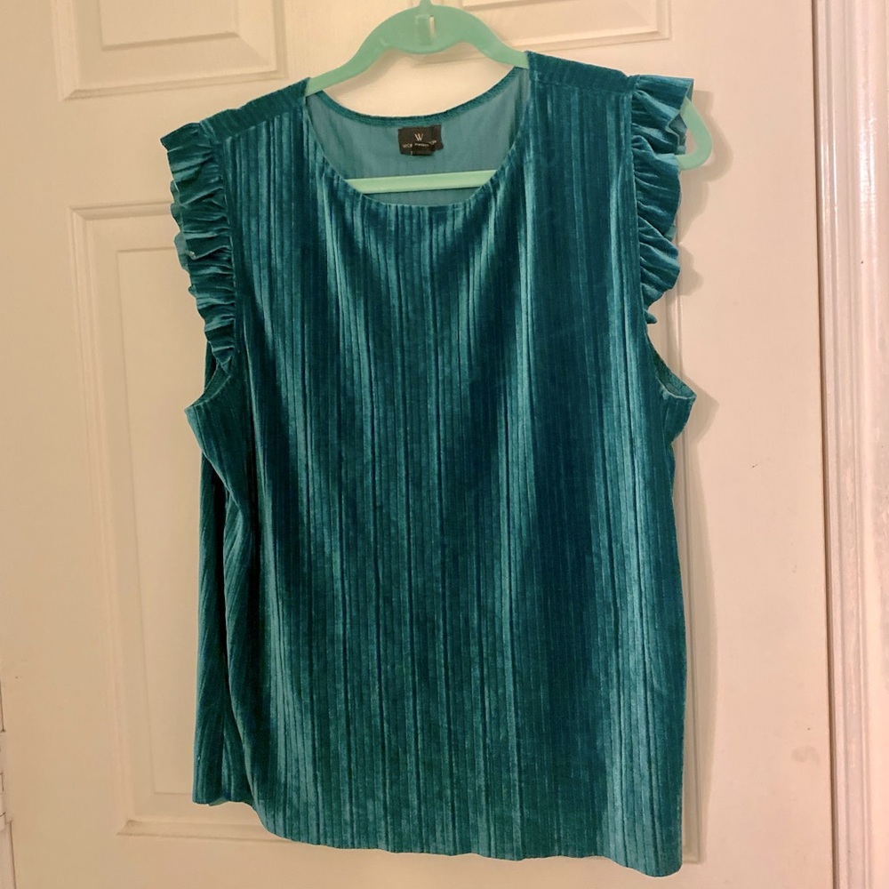 Worthington green sleeveless velvet top size XL